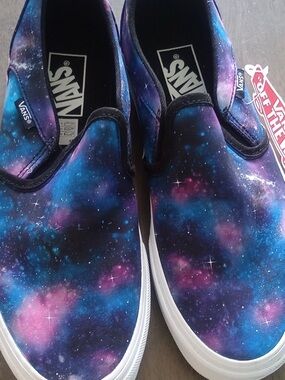 NIB Vans Asher Galaxy Slip-On Shoes - Blue/Purple